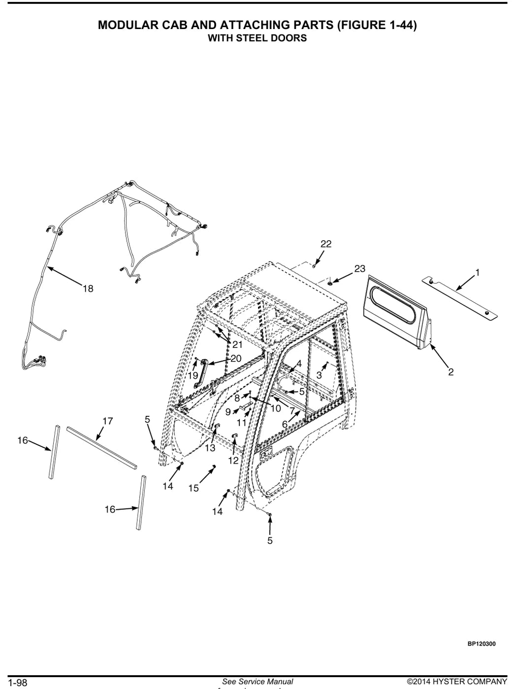 Vista explodida de conjunto do Catálogo de Peças Hyster H1.6FT, H1.8FT, H2.0FTS (F001)