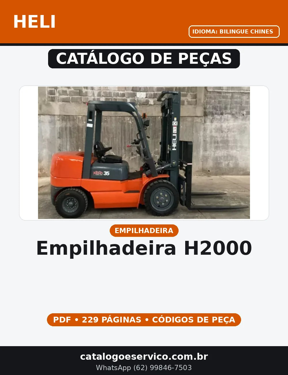 CATALOGO DE PEÇAS EMPILHADEIRA H2000 Heli — capa do catálogo de peças