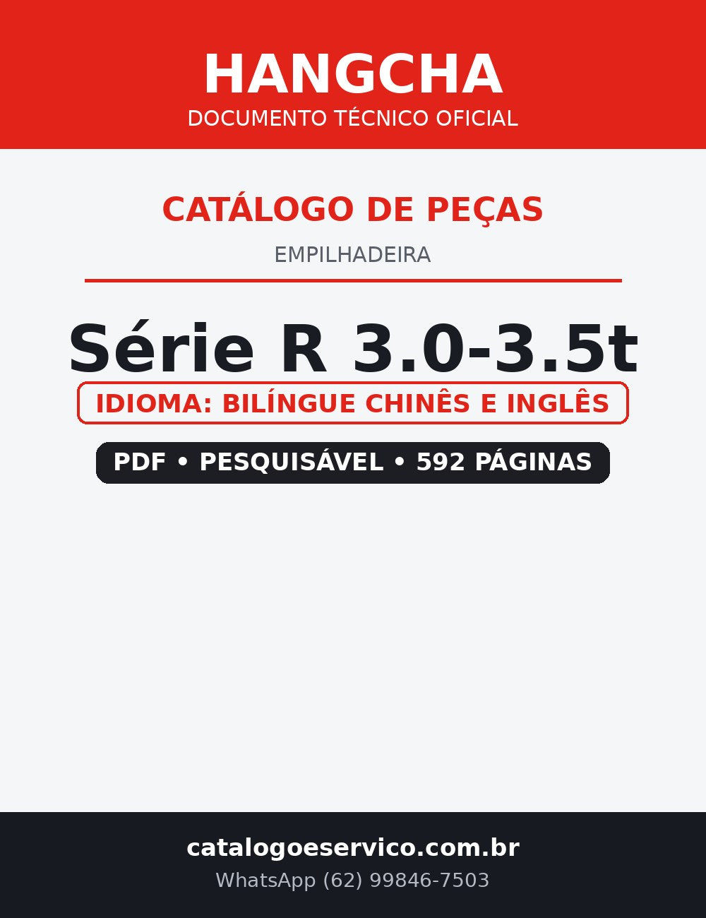 Catálogo de Peças Empilhadeira Hangcha — Série R 3.0-3.5t — CPC30 CPC35 CPCD30 CPCD35 CPQ30 CPQ35
