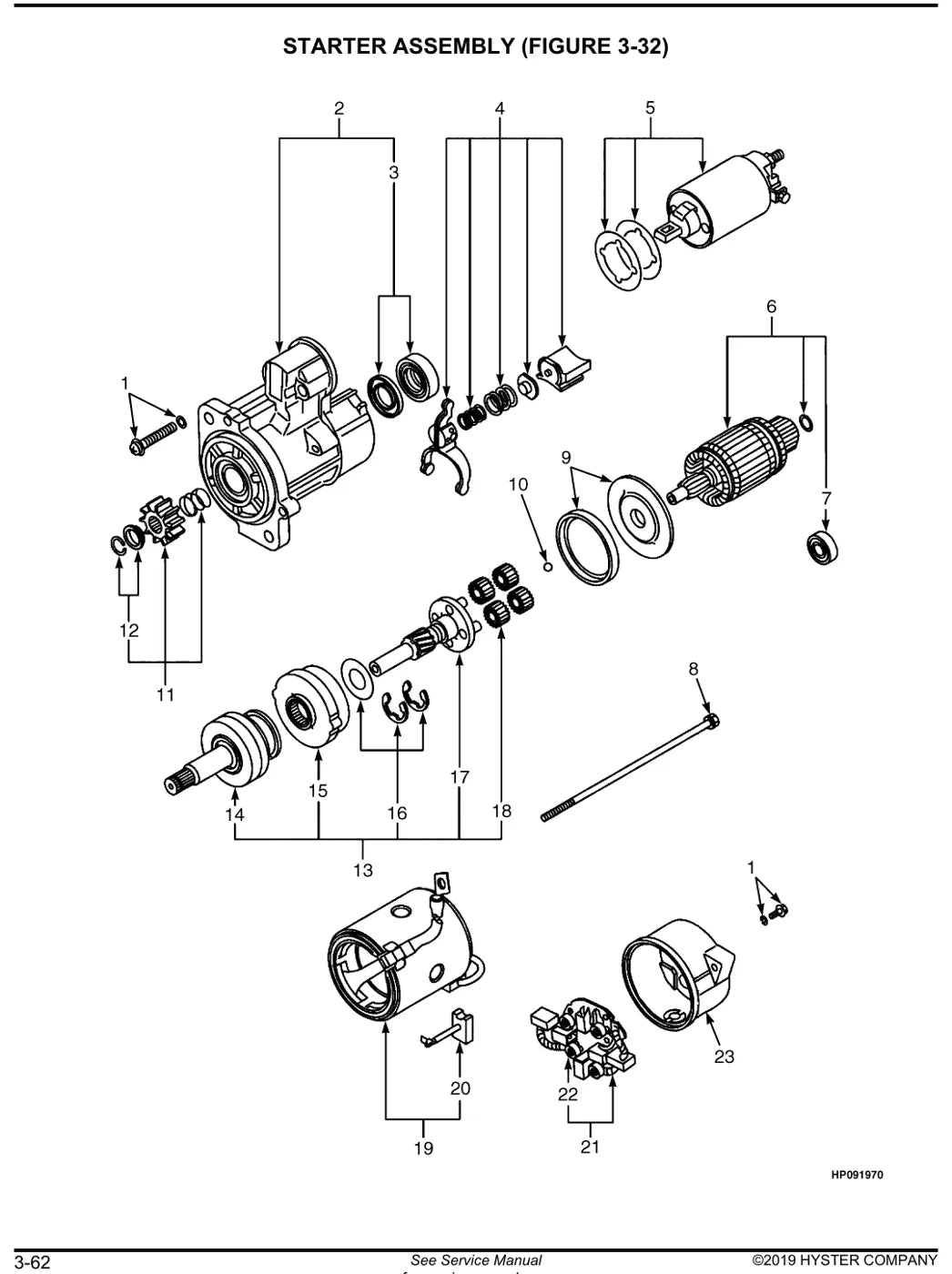Detalhe de componentes ilustrados no Catálogo de Peças Hyster H2.0UT a H3.5UT (A3C1)