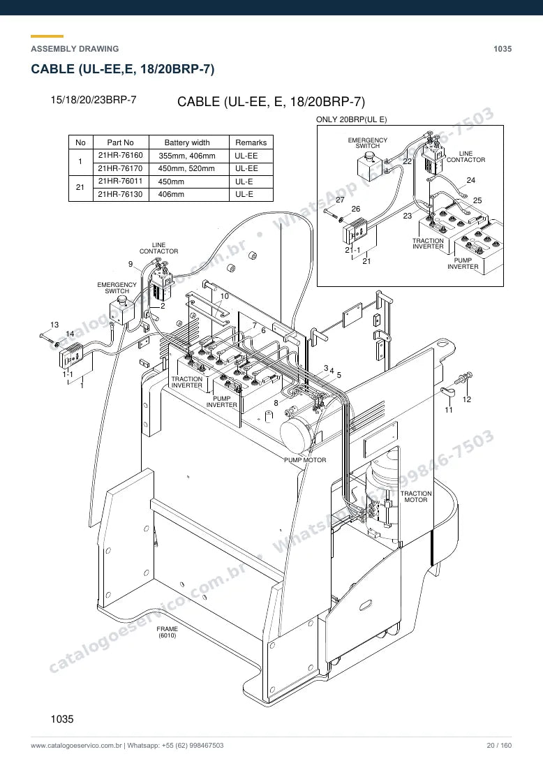 Catálogo de peças Hyundai 15/18/20/23BRP-7: desenho de montagem — cabine, assento e comandos
