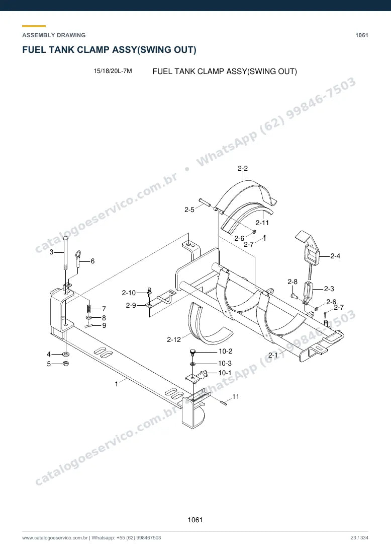 Catálogo de peças Hyundai 15/18/20L-7M: desenho de montagem — combustível e injeção