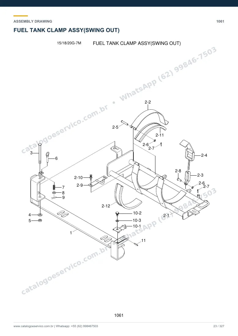 Catálogo de peças Hyundai 15G/18G/20G-7M: desenho de montagem — combustível e injeção