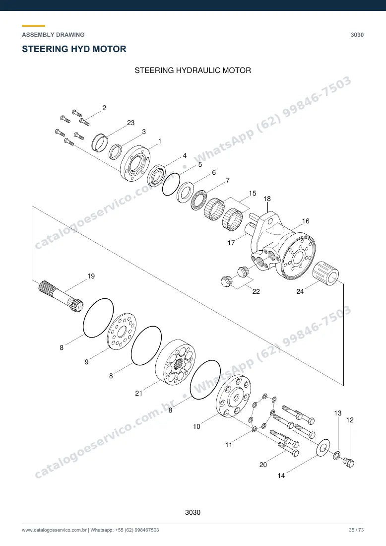 Catálogo de peças Hyundai 15P-7/40T-7: desenho de montagem — direção