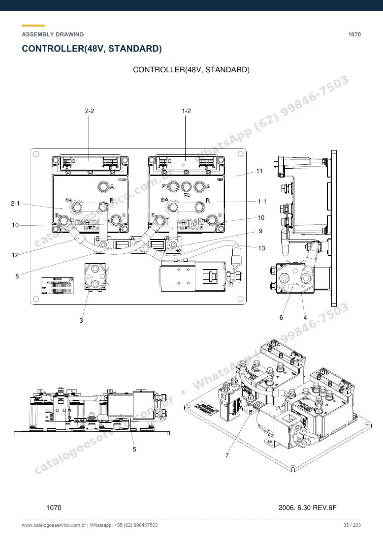 Catálogo de peças Hyundai HBR14/15/18-7: desenho de montagem — sistema elétrico e controle