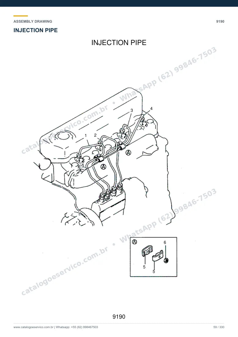 Catálogo de peças Hyundai HDF35/45III: desenho de montagem — combustível e injeção