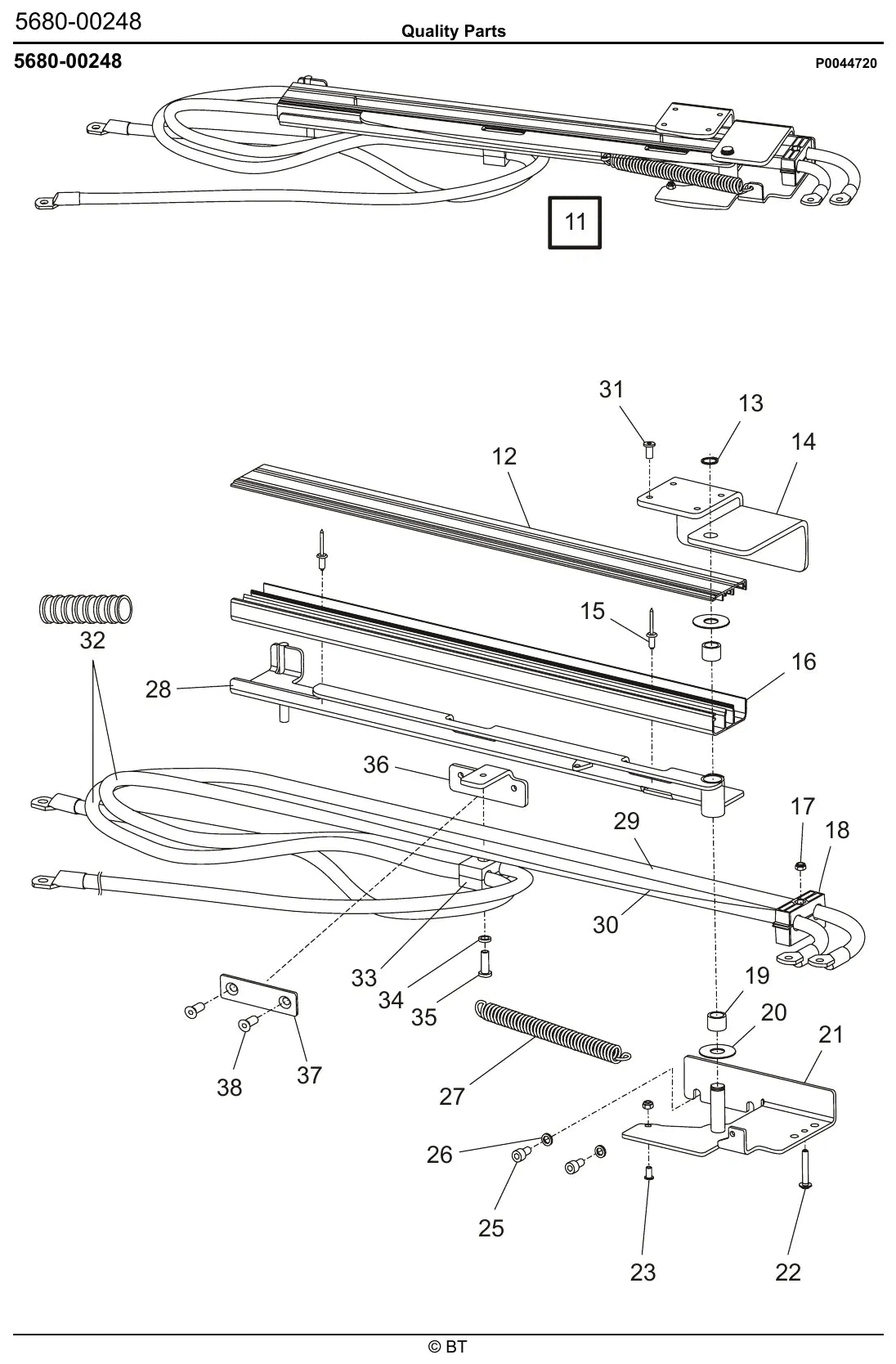 Página interna do Catálogo de Peças BT (Toyota) RRE140 / RRE160 — Empilhadeira retrátil elétrica