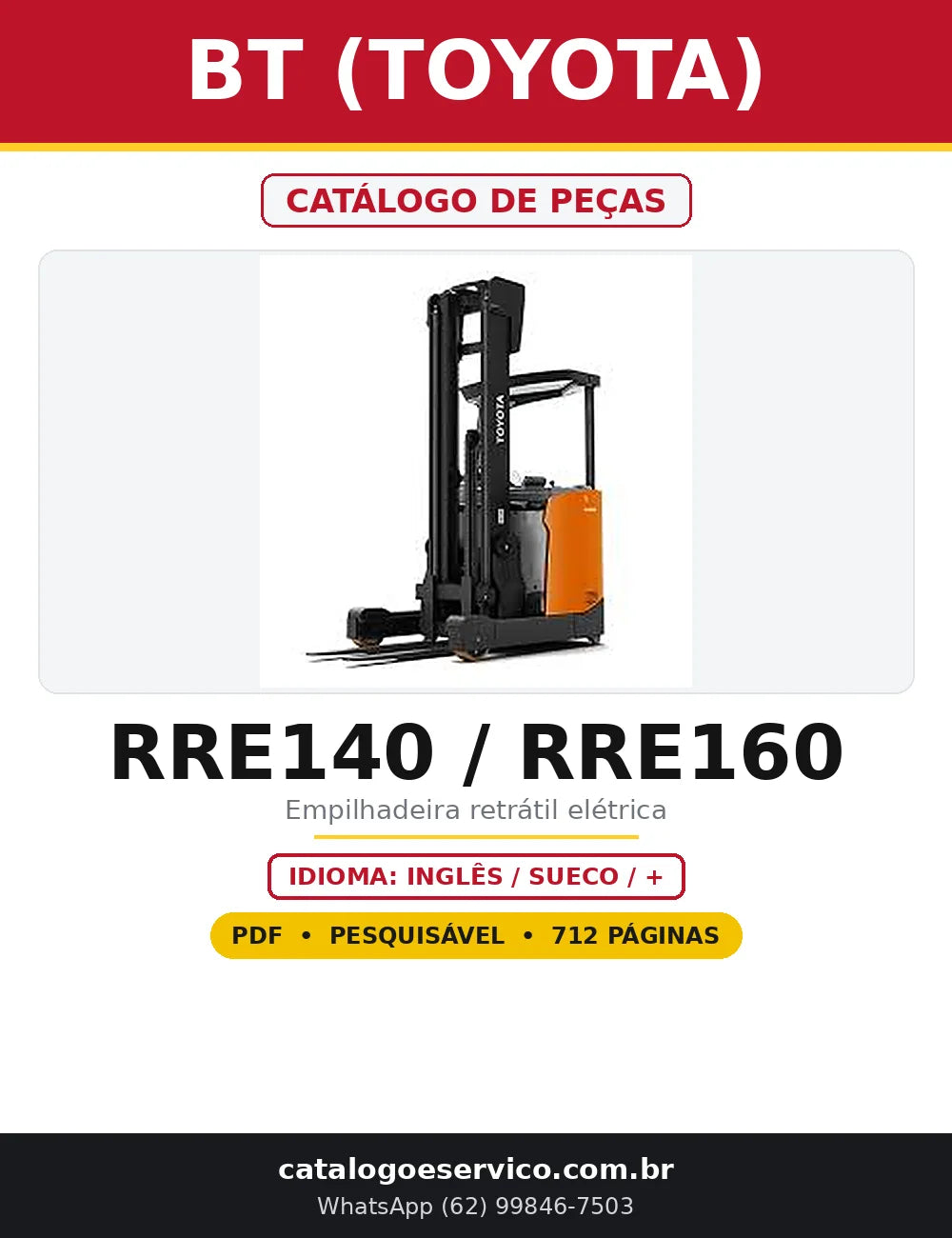 Capa do Catálogo de Peças BT (Toyota) RRE140 / RRE160 em PDF com 712 páginas