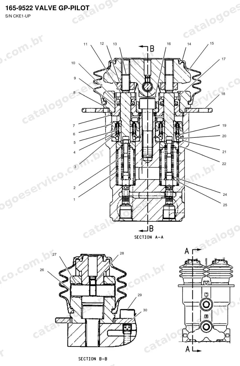 Catálogo de Peças Caterpillar 311C: vista explodida de hidráulico