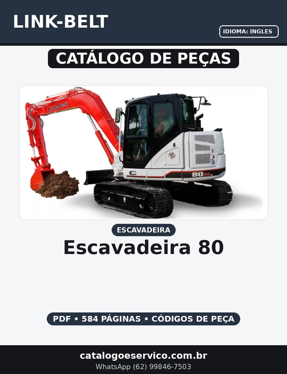 CATALOGO DE PEÇAS ESCAVADEIRA 80 LINK-BELT — capa do catálogo de peças