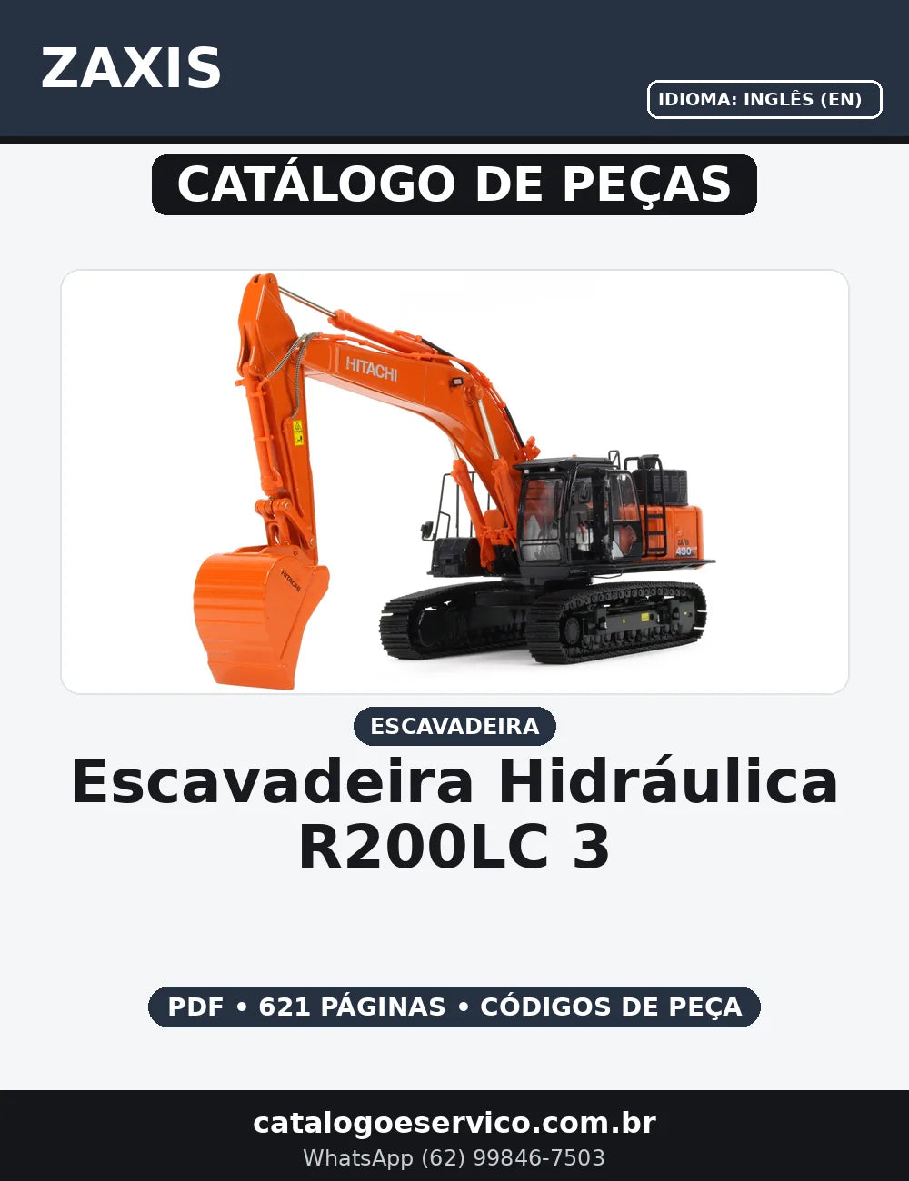 CATALOGO DE PEÇAS ESCAVADEIRA HIDRÁULICA R200LC-3 ZAXIS — capa do catálogo de peças