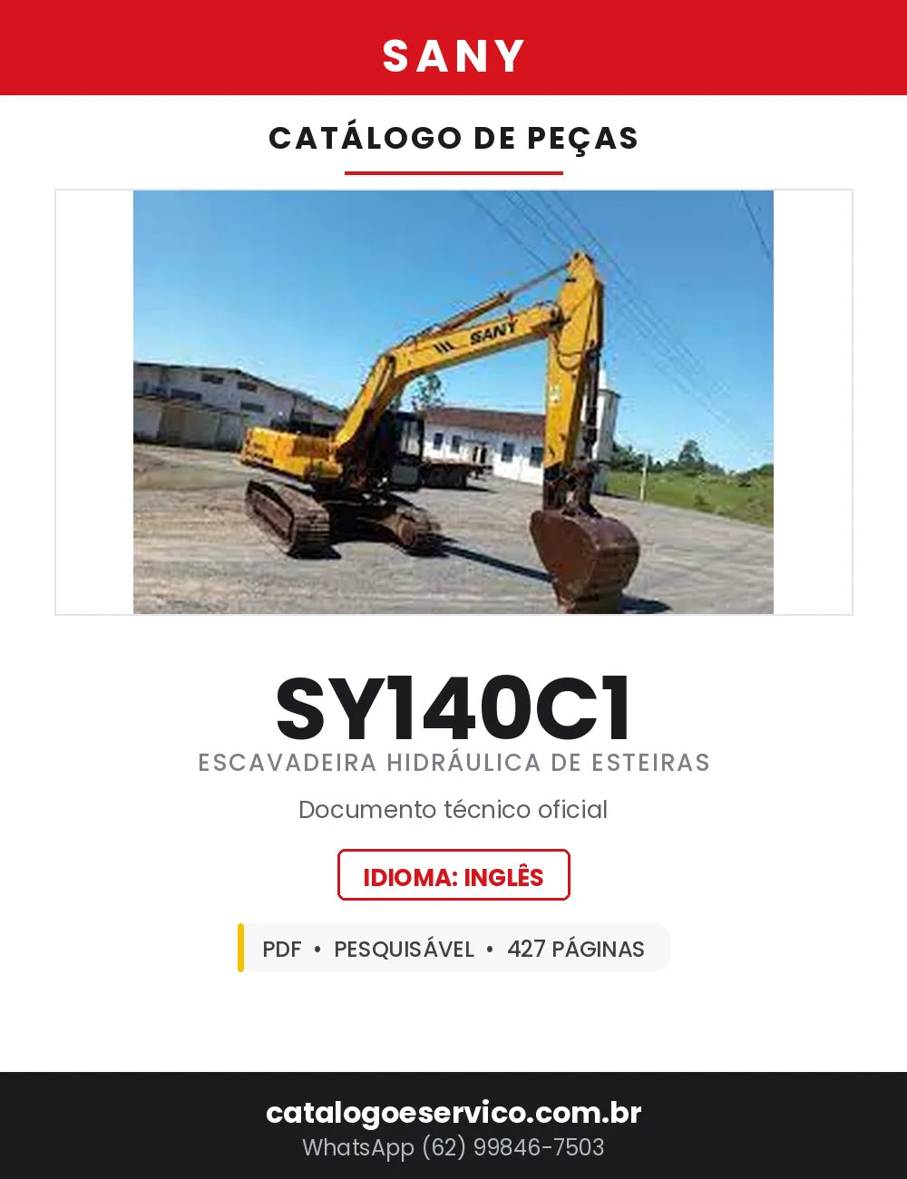 Catálogo de Peças SANY SY140C1 Escavadeira Hidráulica — 427 Páginas em PDF — capa