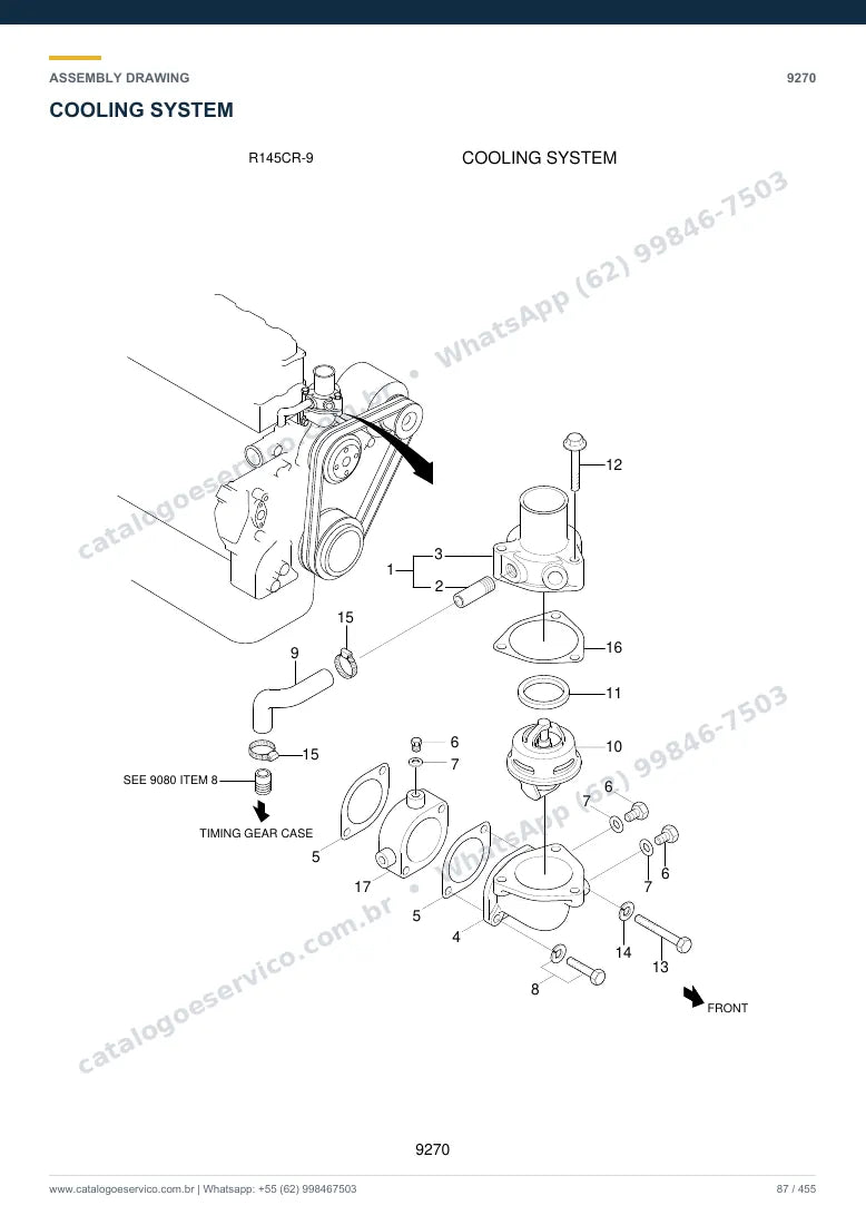 Catálogo de peças Hyundai R145CR-9: desenho de montagem — arrefecimento