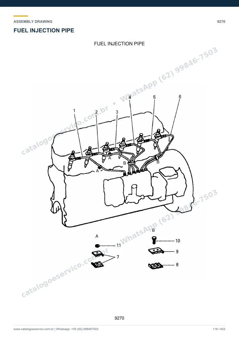 Catálogo de peças Hyundai R210/220LC-7H: desenho de montagem — combustível e injeção