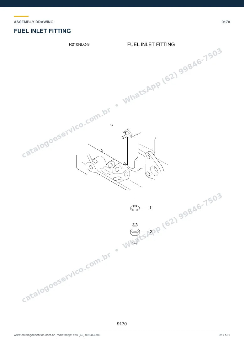 Catálogo de peças Hyundai R210NLC-9: desenho de montagem — combustível e injeção