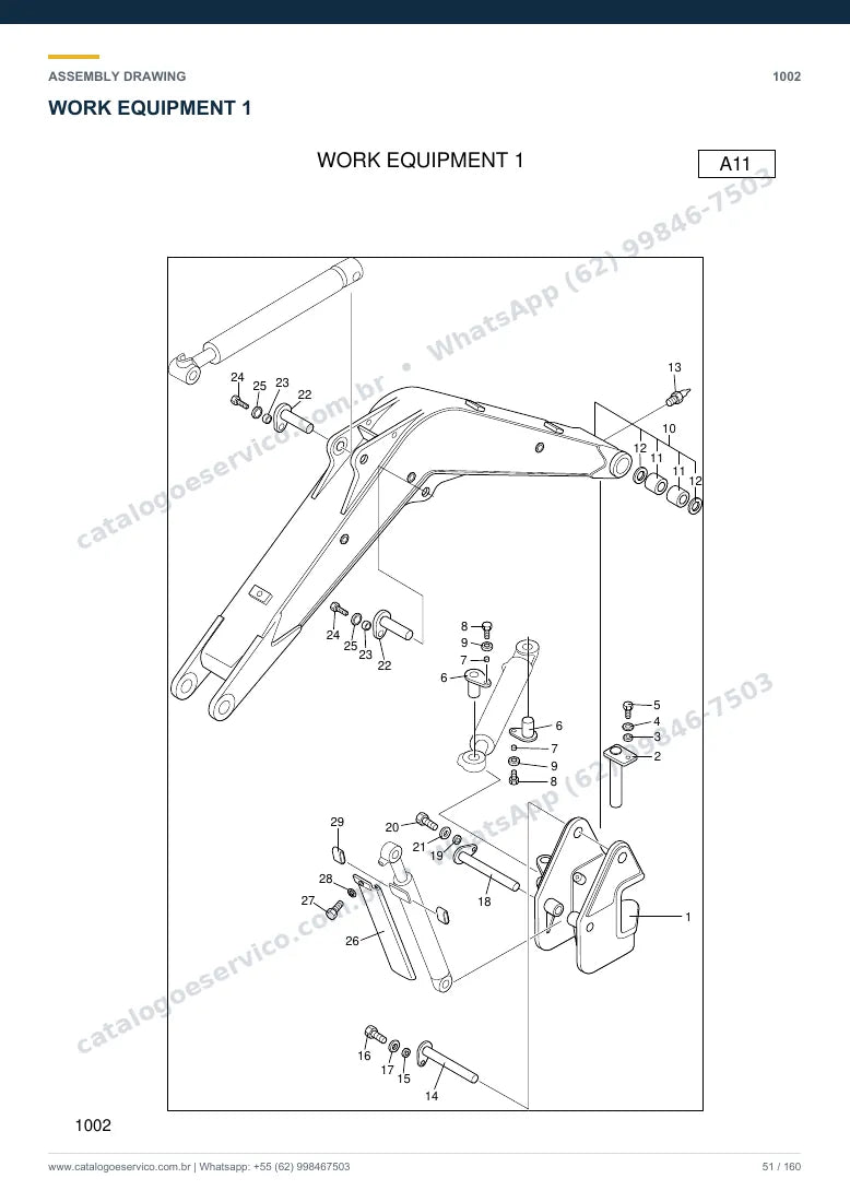 Catálogo de peças Hyundai R22-7: desenho de montagem