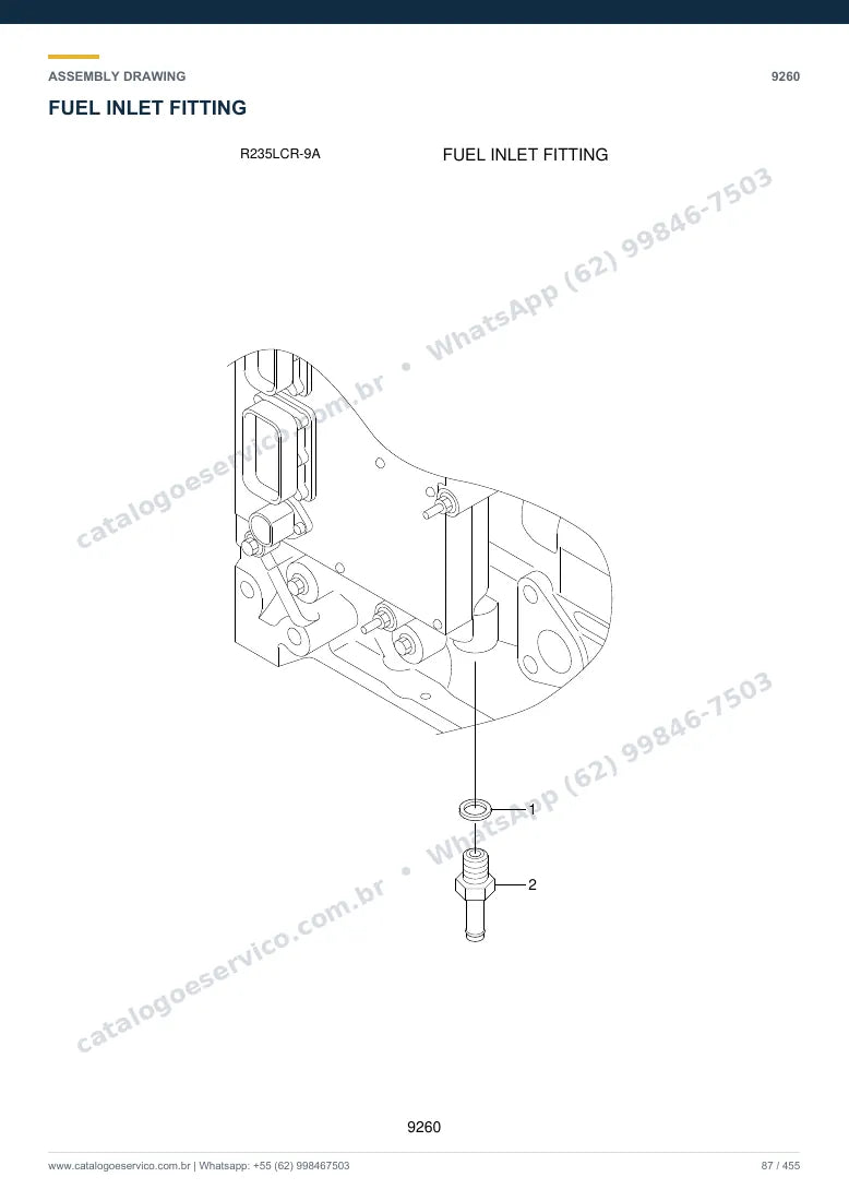 Catálogo de peças Hyundai R235LCR-9A: desenho de montagem — combustível e injeção