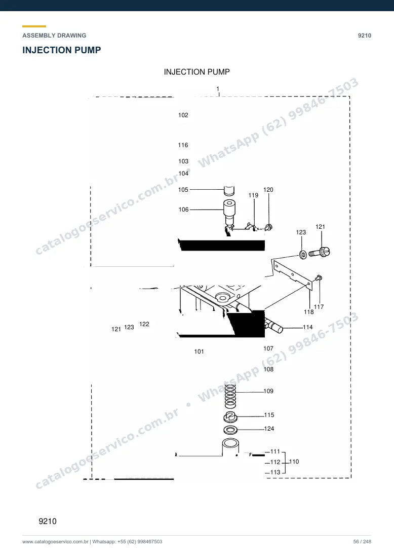 Catálogo de peças Hyundai R28-7: desenho de montagem — combustível e injeção