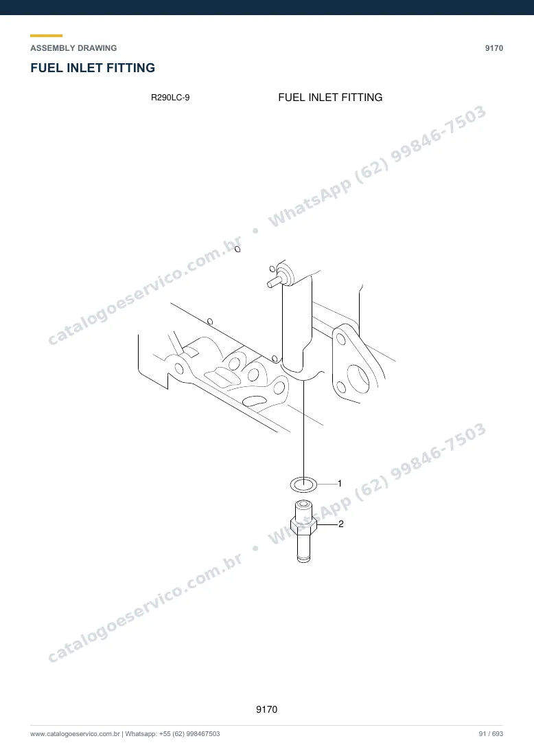Catálogo de peças Hyundai R290LC-9: desenho de montagem — combustível e injeção