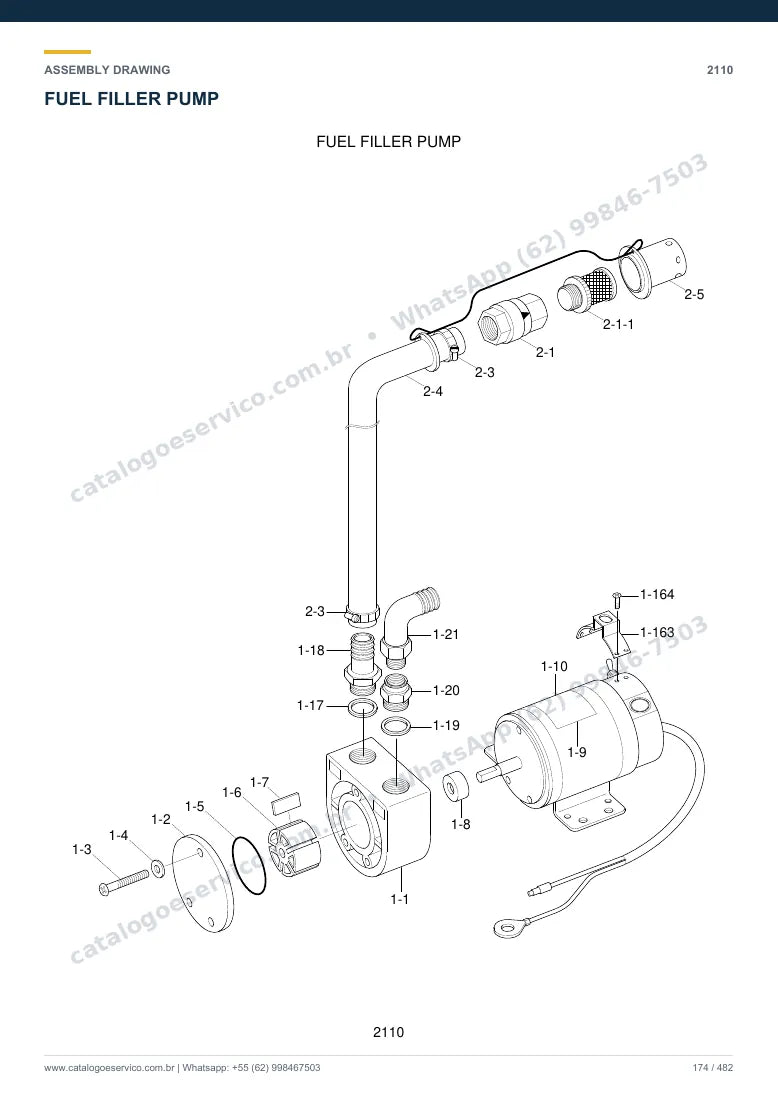 Catálogo de peças Hyundai R300LC-7: desenho de montagem — combustível e injeção