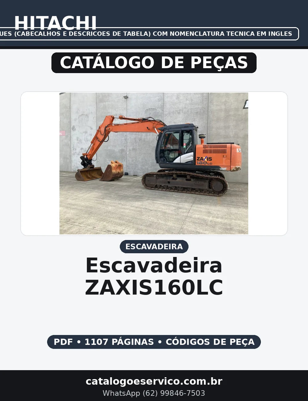 CATALOGO DE PEÇAS ESCAVADEIRA - ZAXIS160LC HITACHI — capa do catálogo de peças