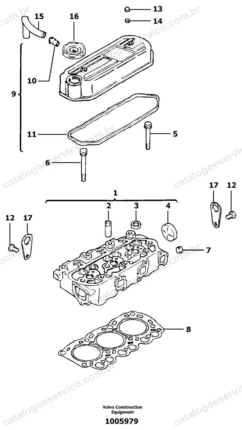 Vista explodida – motor – Catálogo de Peças Volvo EC13 XR e EC13 XTV