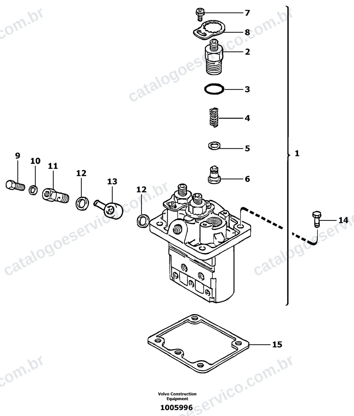 Vista explodida – motor – Catálogo de Peças Volvo EC13 XR e EC13 XTV