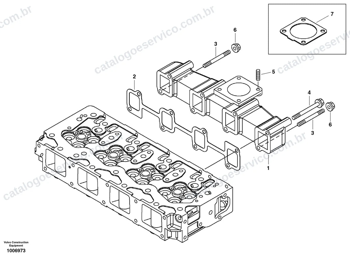 Vista explodida – motor – Catálogo de Peças Volvo EC55B