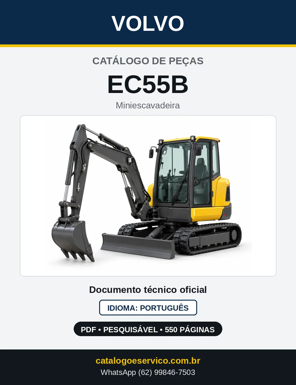 Capa do Catálogo de Peças Volvo EC55B – miniescavadeira