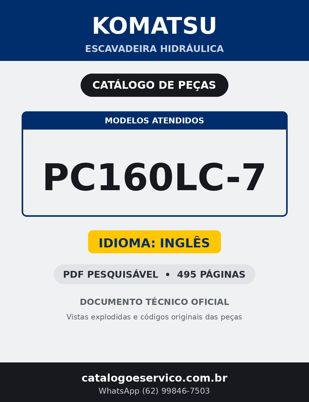 Catalogo De Pecas Escavadeiras Komatsu - Pc160lc-7 - capa