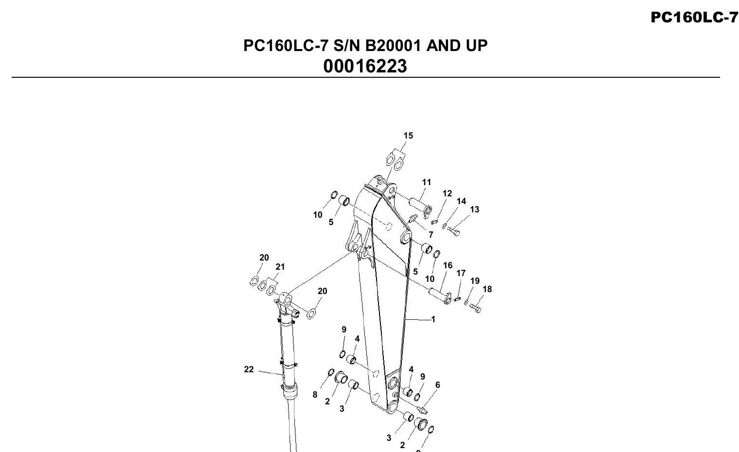 Catalogo De Pecas Escavadeiras Komatsu - Pc160lc-7 - vista explodida 1