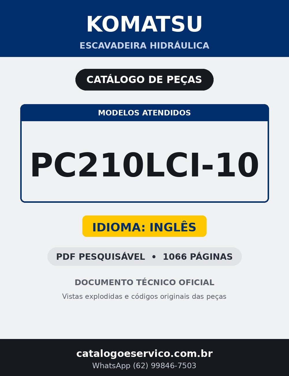 Catalogo De Pecas Escavadeiras Komatsu - Pc210lci-10 - capa