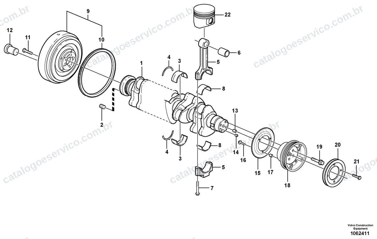 Vista explodida – motor – Catálogo de Peças Volvo EC140D L