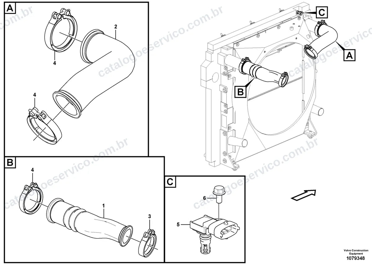 Vista explodida – motor – Catálogo de Peças Volvo EC180E L