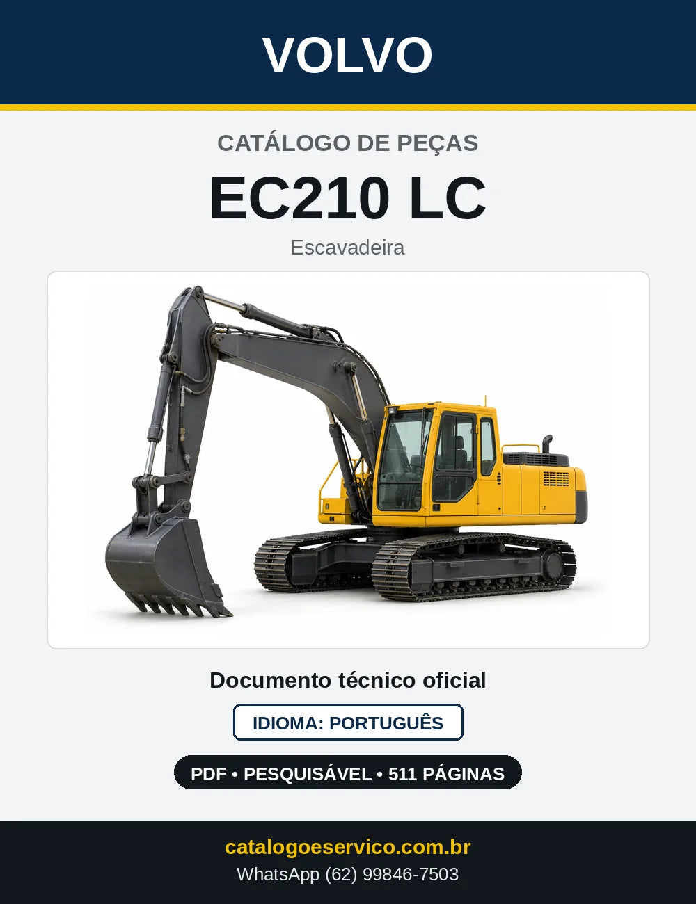 Capa do Catálogo de Peças Volvo EC210 (F, LC e LR) – escavadeira