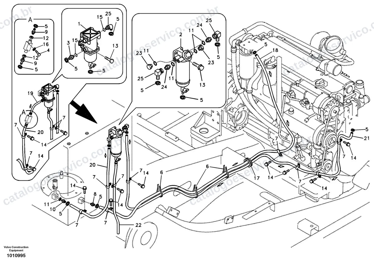 Vista explodida – motor – Catálogo de Peças Volvo EC240B FX