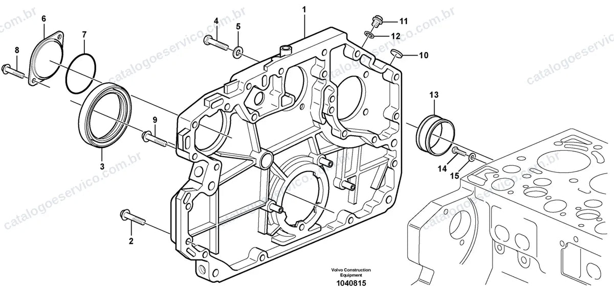 Vista explodida – motor – Catálogo de Peças Volvo EC240B LC