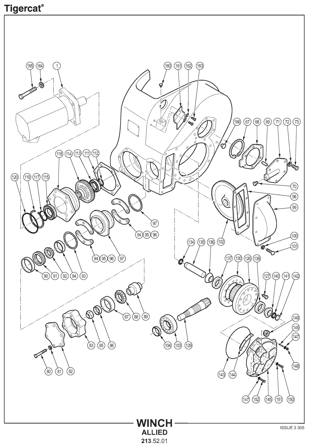 Detalhe de conjunto do Catálogo de Peças Tigercat 635D Skidder com as referências de fábrica