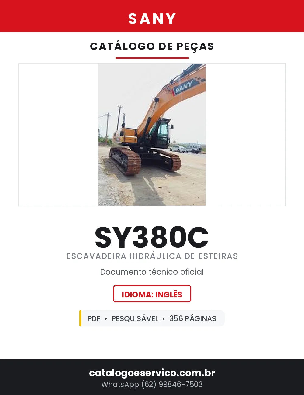 Catálogo de Peças SANY SY380C Escavadeira Hidráulica — 356 Páginas em PDF — capa