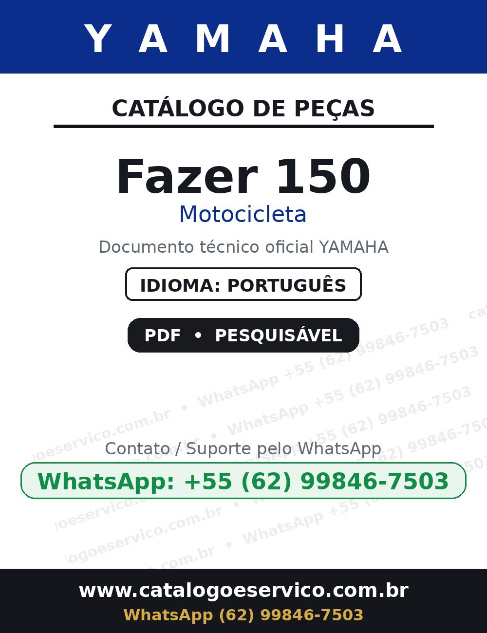 YAMAHA Fazer 150 — Catálogo de Peças