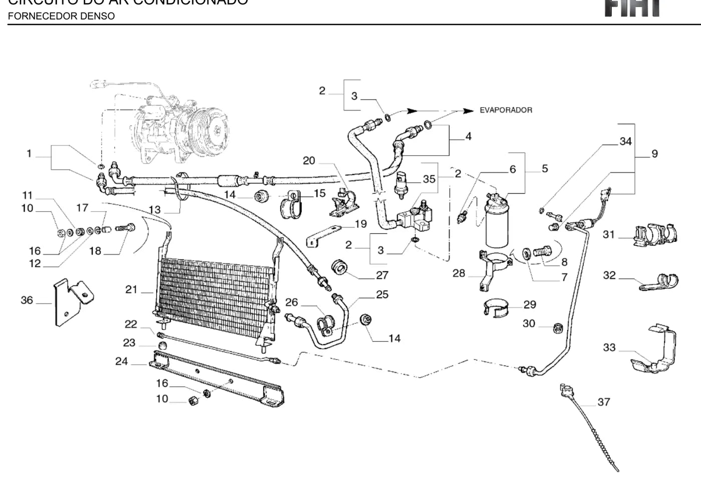 Detalhe de componentes ilustrados no Catálogo de Peças Fiat Elba Weekend 1.5 SPI 8V