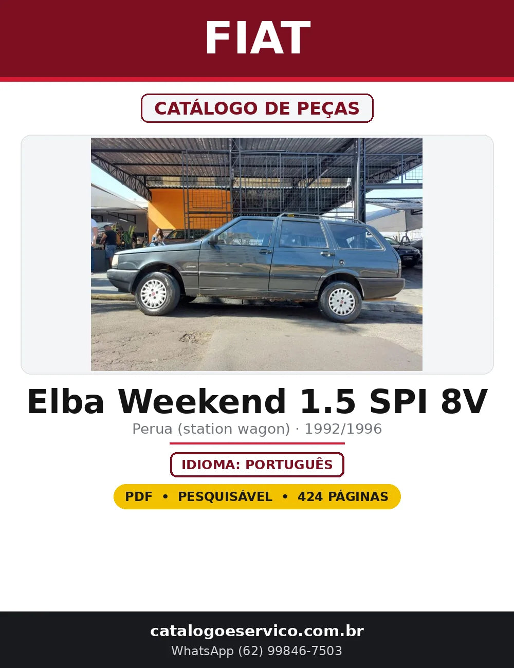 Capa do Catálogo de Peças Fiat Elba Weekend 1.5 SPI 8V em PDF com 424 páginas