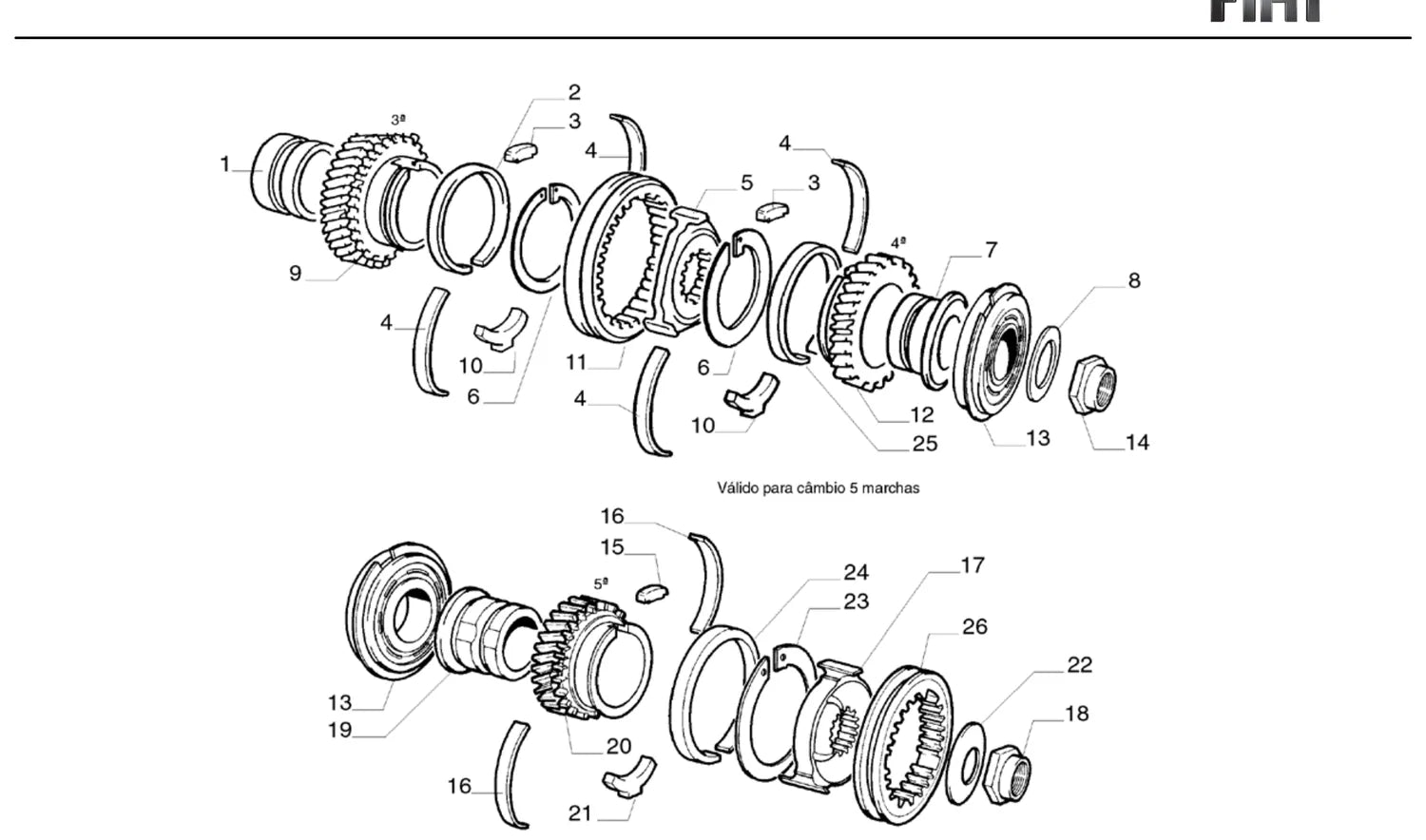 Catálogo de Peças Fiat Mille Electronic 2P 1.0 8V (1993-1995) — vista explodida 3 (pág. 101 do PDF)