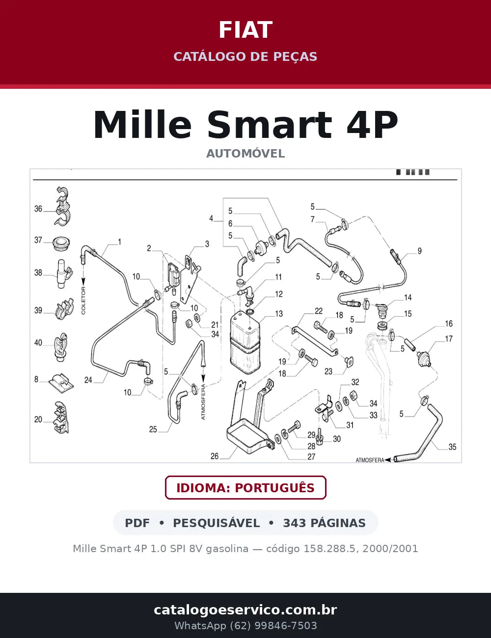 Catálogo de Peças Fiat Mille Smart 4P 1.0 SPI (2000-2001) — capa