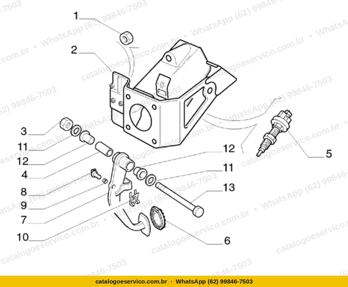 Vista explodida do Catálogo de Peças Fiat Siena Fire 1.0 8V: Pedal do freio