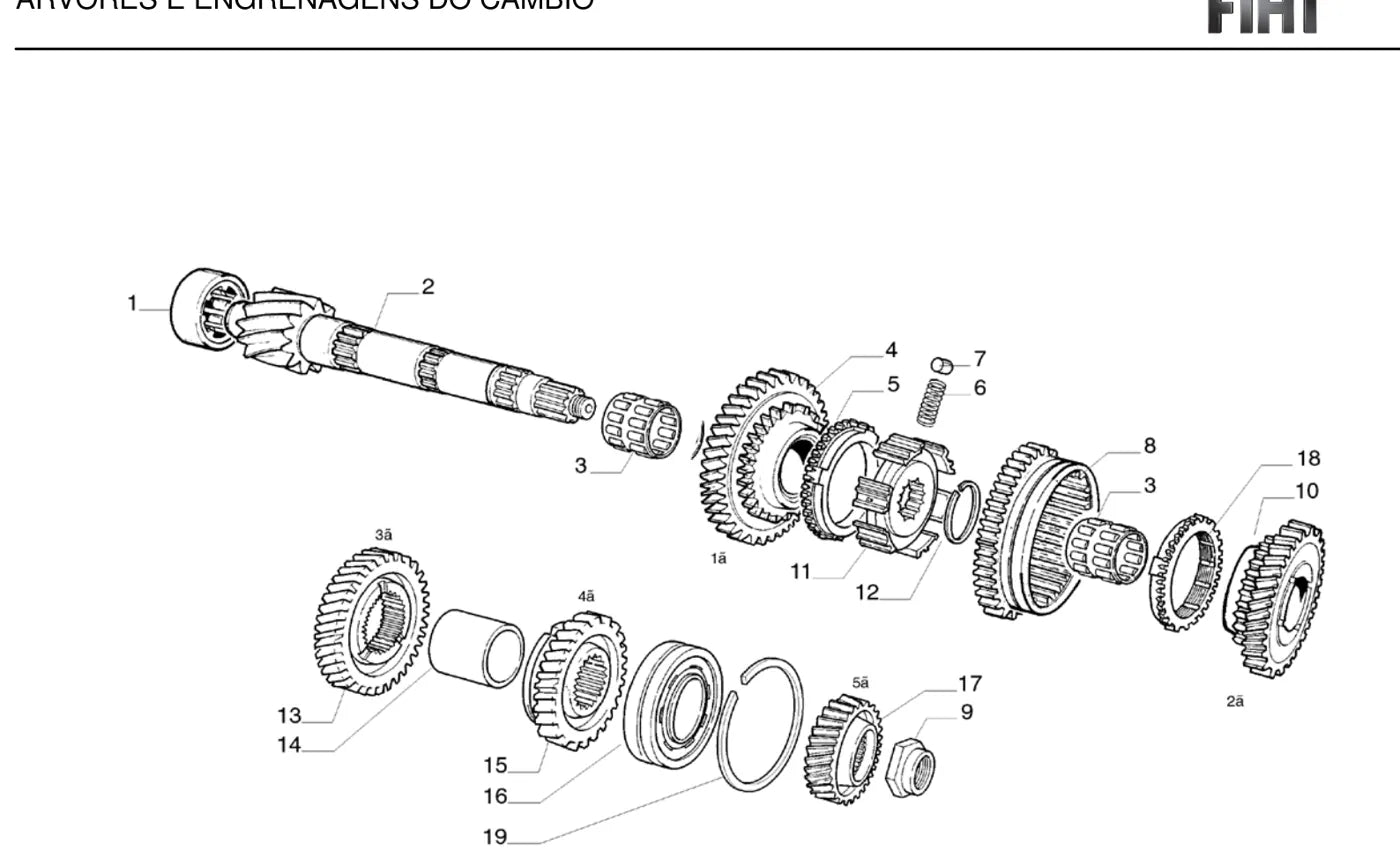 Página com vista explodida e chamadas numeradas — Fiat Strada Working Estendida 1.5 MPI 8V