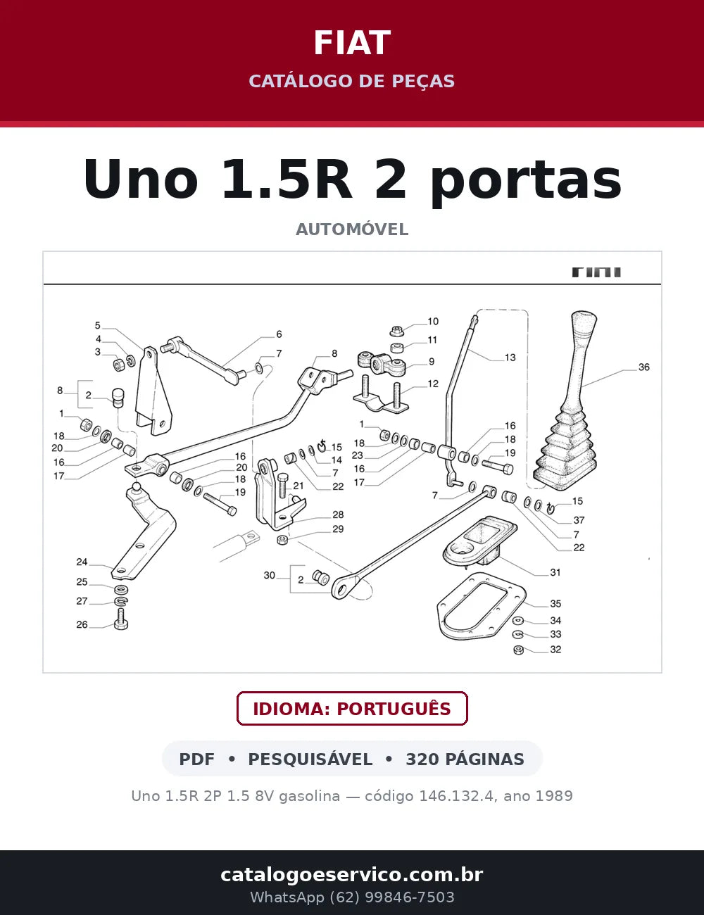 Catálogo de Peças Fiat Uno 1.5R 2P 1.5 8V (1989) — capa