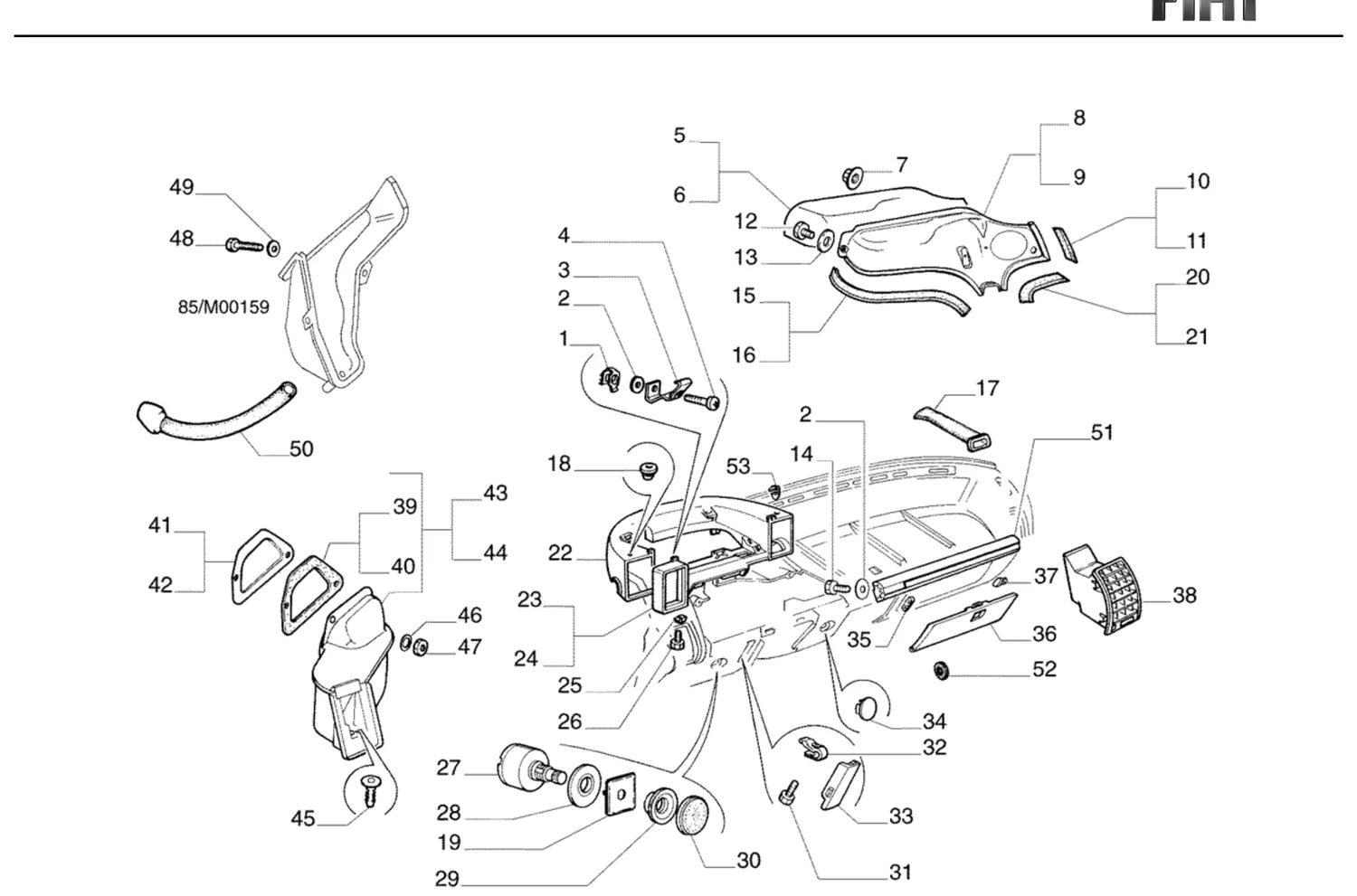 Catálogo de Peças Fiat Uno 1.5R 2P 1.5 8V (1989) — vista explodida 3 (pág. 258 do PDF)