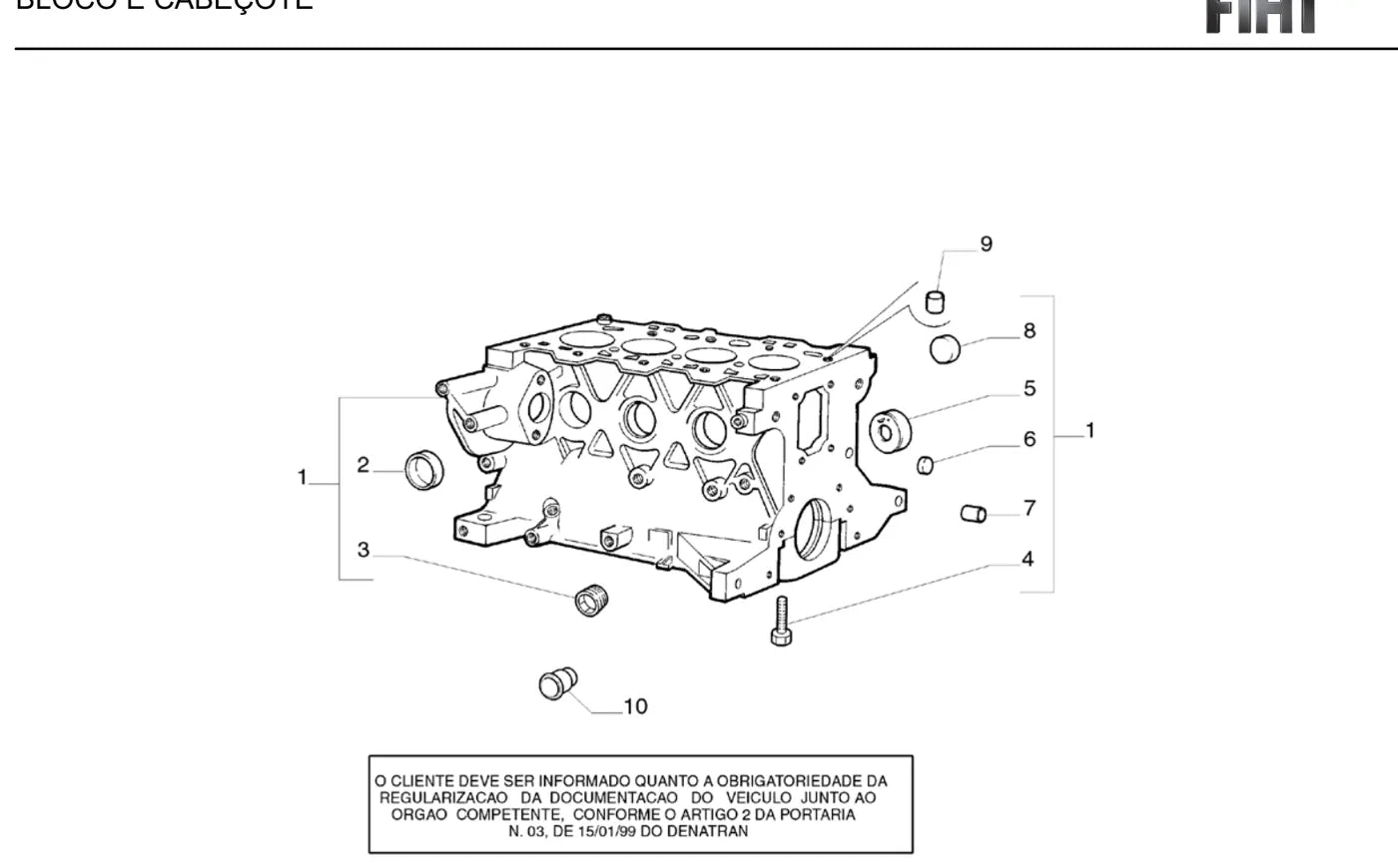 Vista explodida de conjunto do Catálogo de Peças Fiat Uno 1.6 MPI 8V 4 portas