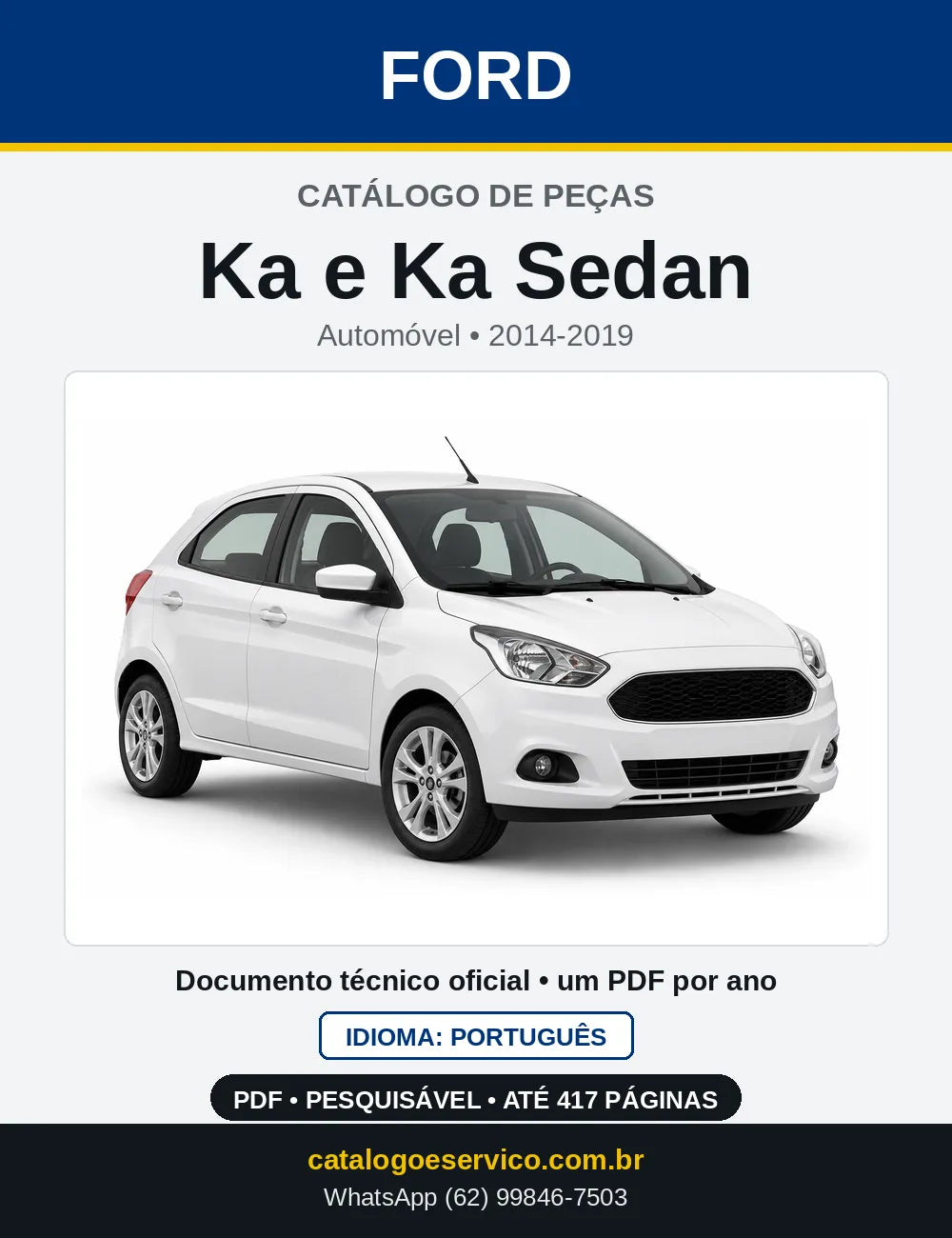 Capa do Catálogo de Peças Ford Ka e Ka Sedan 2014-2019